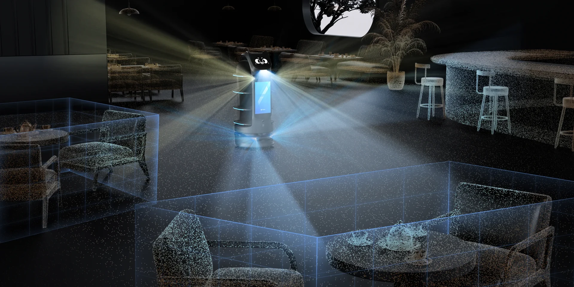BellaBot Pro front sensing and safety scene
