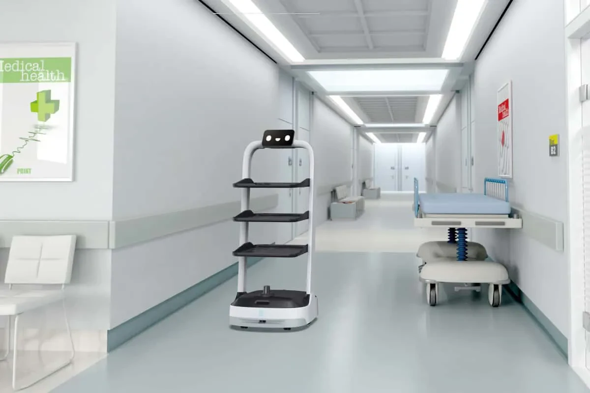 PuduBot 2 image in a hospital and clinic setting
